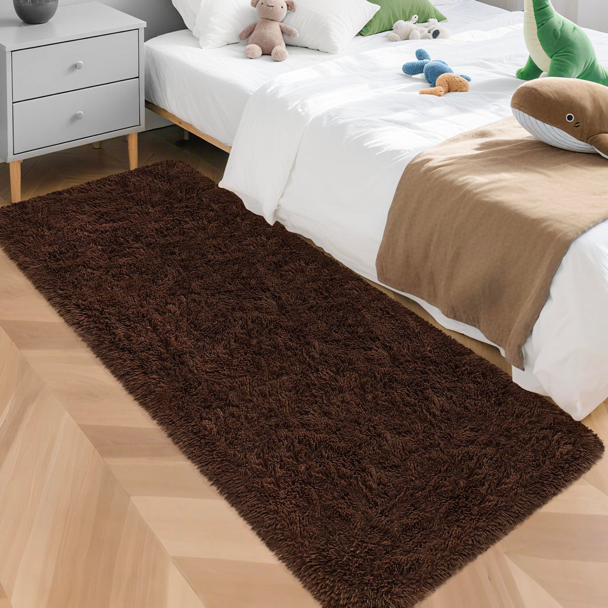 Tie-Dyed Runner Rug for Bedroom Black Grey 2x6ft Fluffy Area Rug Bedside Runner Rug for Kids Room Boys Teens Nursery Baby Living Room Dorm Home Decor Carpets