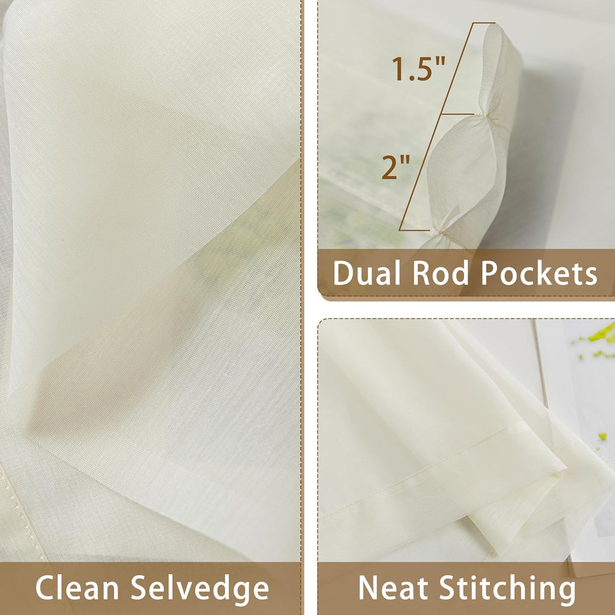 Natural Sheer Curtains 96 Inches Long Rod Pocket