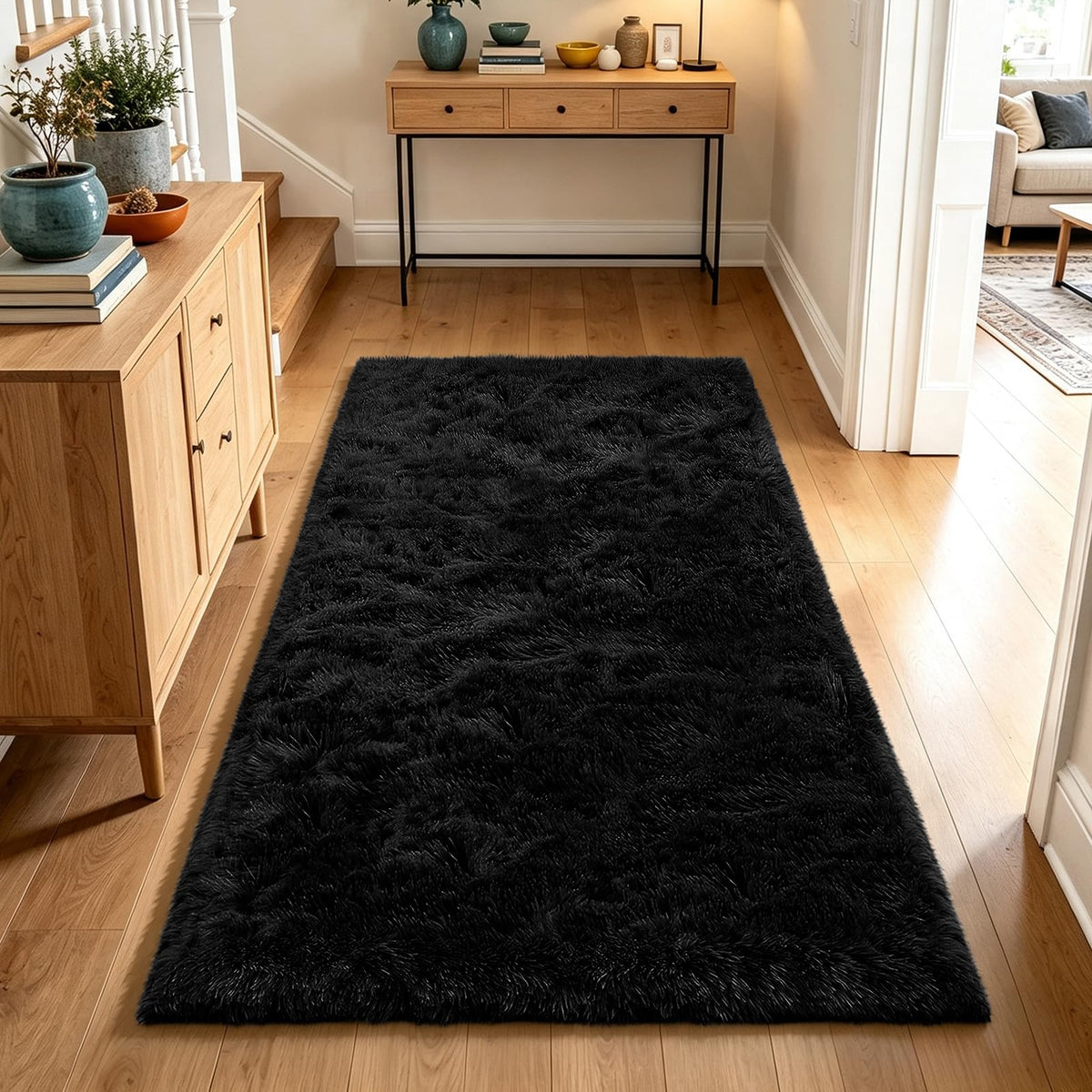 Beige 8x10 Area Rugs for Living Room, Fluffy Shag Rug Large Bedroom Carpet