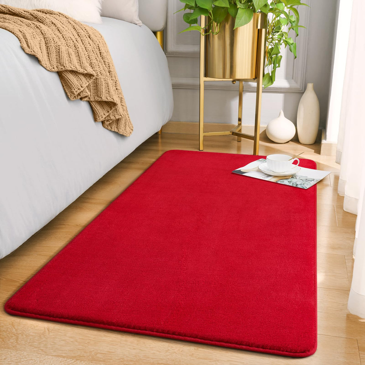 Amearea Modern Area Rugs for Bedroom Living Room, 4x6 Black Memory Foam Rug