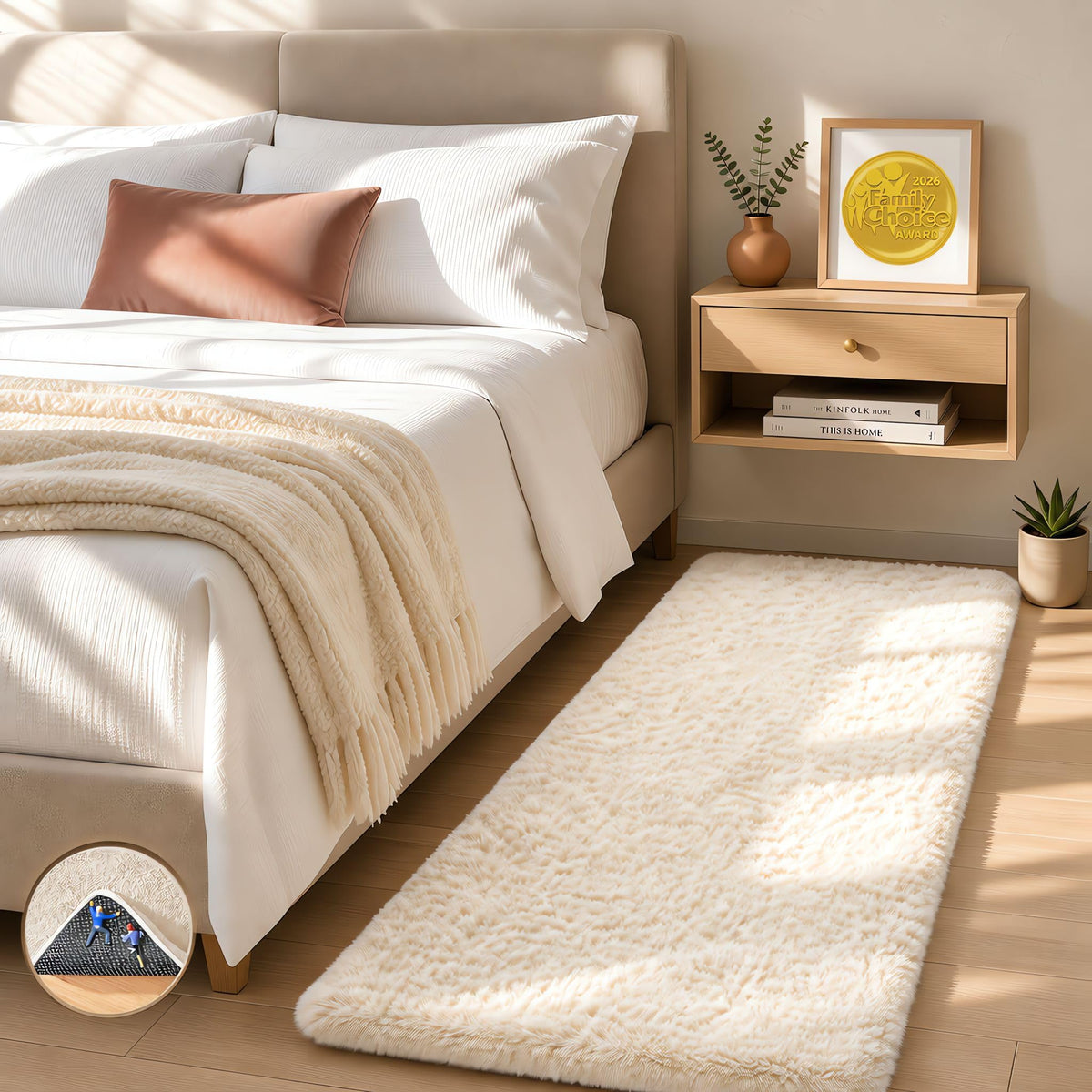 Ophanie 5x7 Area Rugs for Living Room Ivory, Fluffy Shag Large Fuzzy Plush Soft Rug, Shaggy Floor Big Carpets for Bedroom Nursery, Kids Home Decor Aesthetic with Over 99 pcs Pile fibers