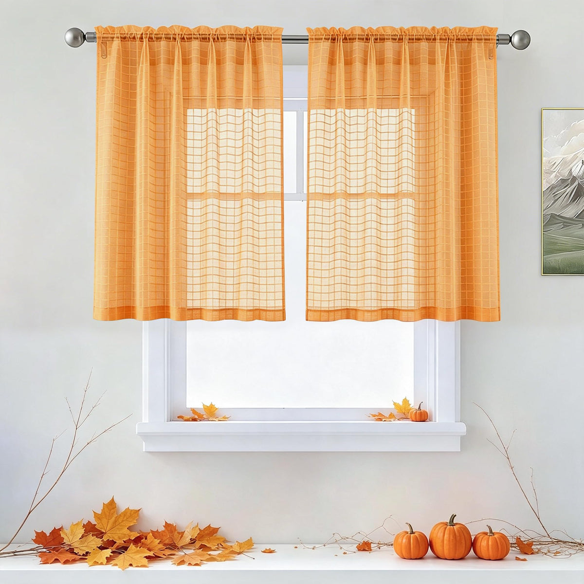 SpaceDresser Basic Rod Pocket Sheer Voile Window Curtain Panels White 1 Pair 2 Panels 52 Width 84 Inch Long for Kitchen Bedroom Children Living Room Yard(White,52 W x 84 L)