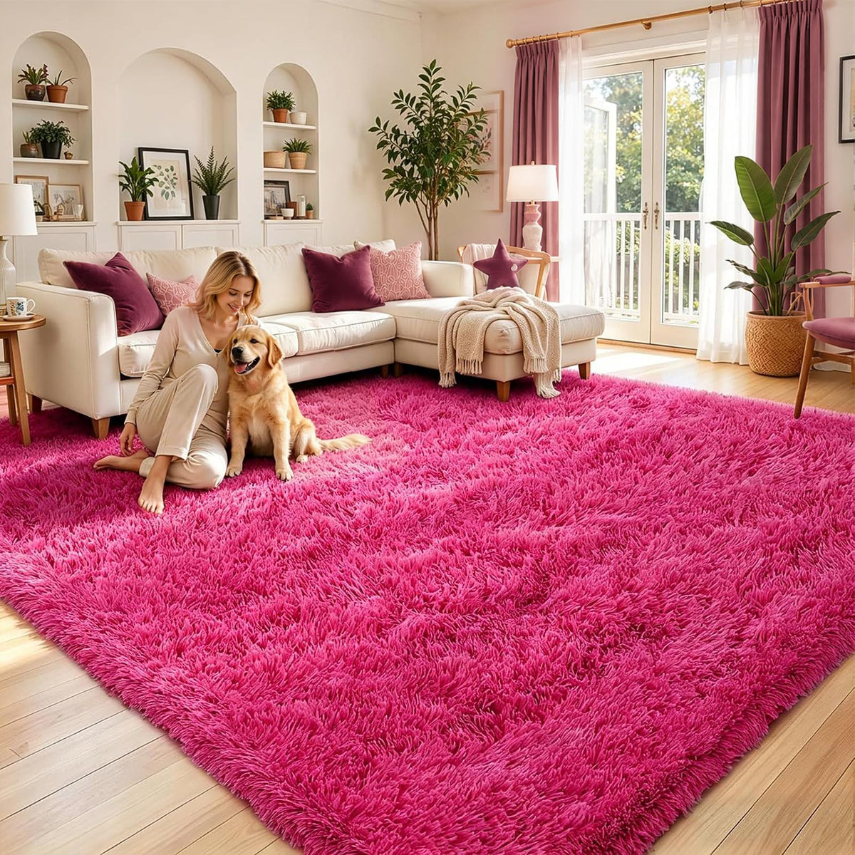 8x10 Area Rugs for Living Room,Light Grey Large Shaggy Soft Plush Furry Rug