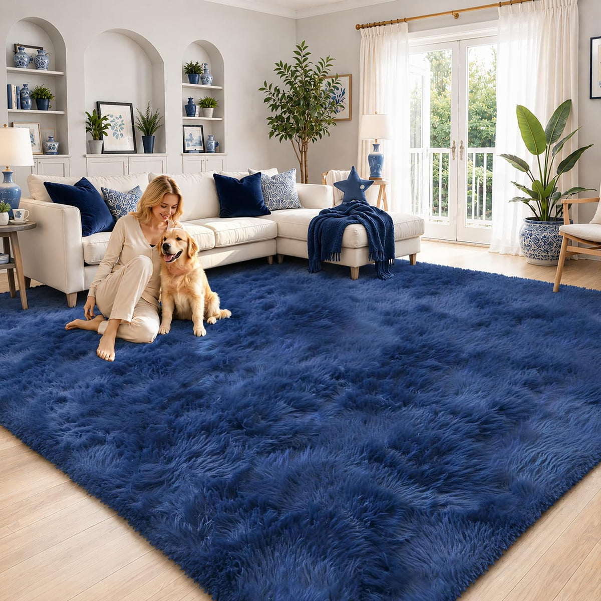 8x10 Area Rugs for Living Room,Light Grey Large Shaggy Soft Plush Furry Rug
