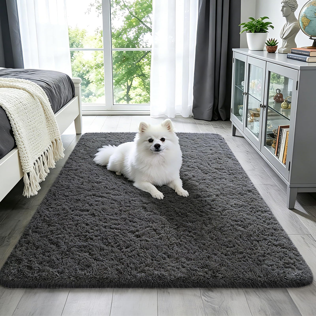 Ophanie 5x7 Area Rugs for Living Room Ivory, Fluffy Shag Large Fuzzy Plush Soft Rug, Shaggy Floor Big Carpets for Bedroom Nursery, Kids Home Decor Aesthetic with Over 99 pcs Pile fibers