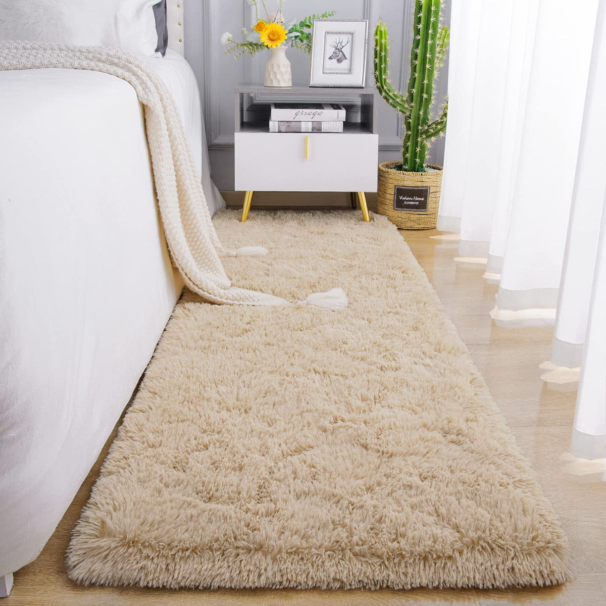 Chicrug Soft Runner Rug for Bedroom Living Room Plush Fluffy Rugs 2x6