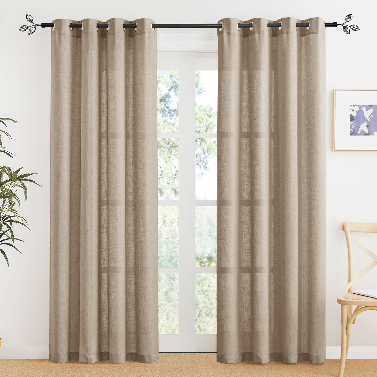 RYB HOME Sliding Patio Door Sheer Curtains, Extra Wide Room Divider Drape
