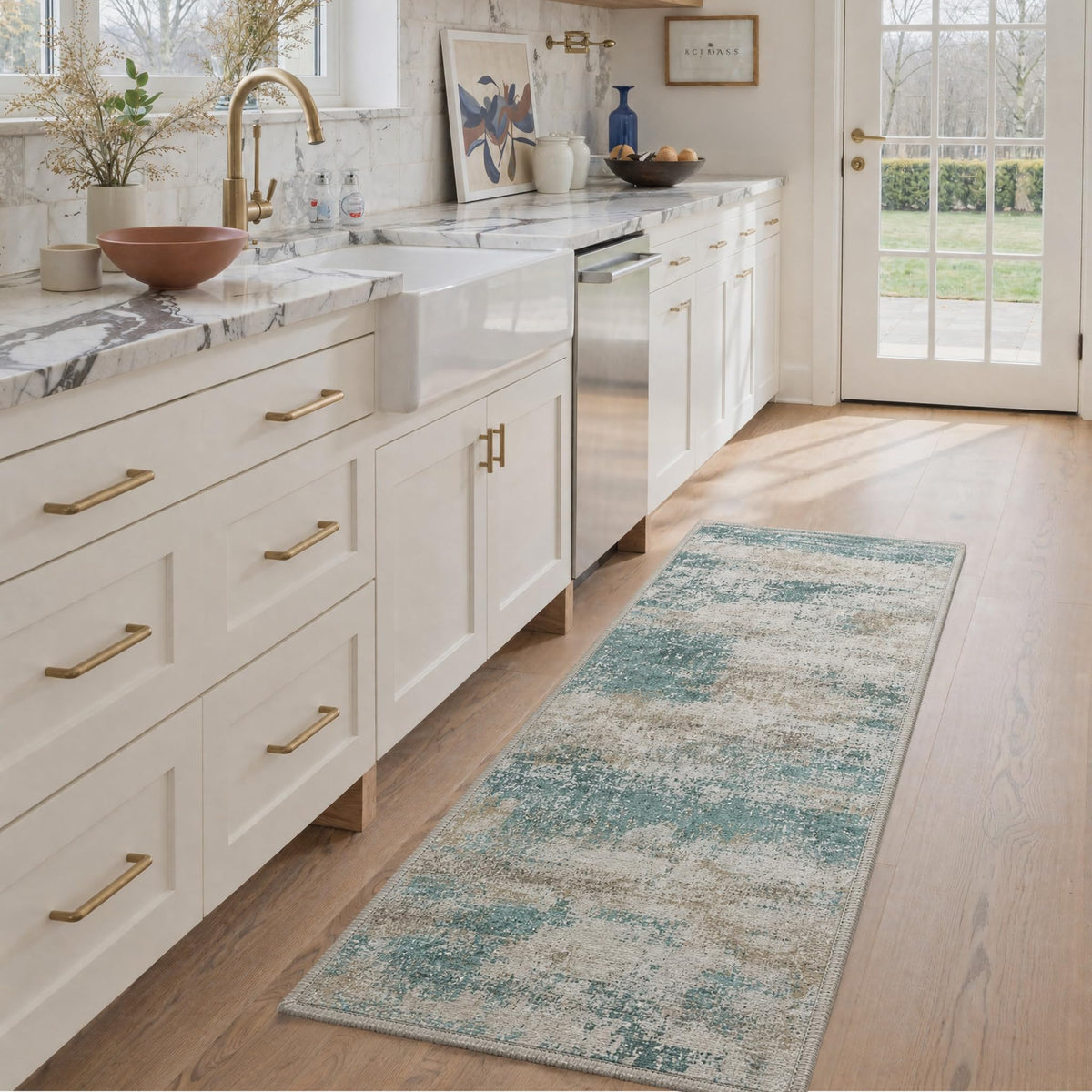 BEIMO 5x7 Green Abstract Area Rug, Washable Non-Slip for Bedroom