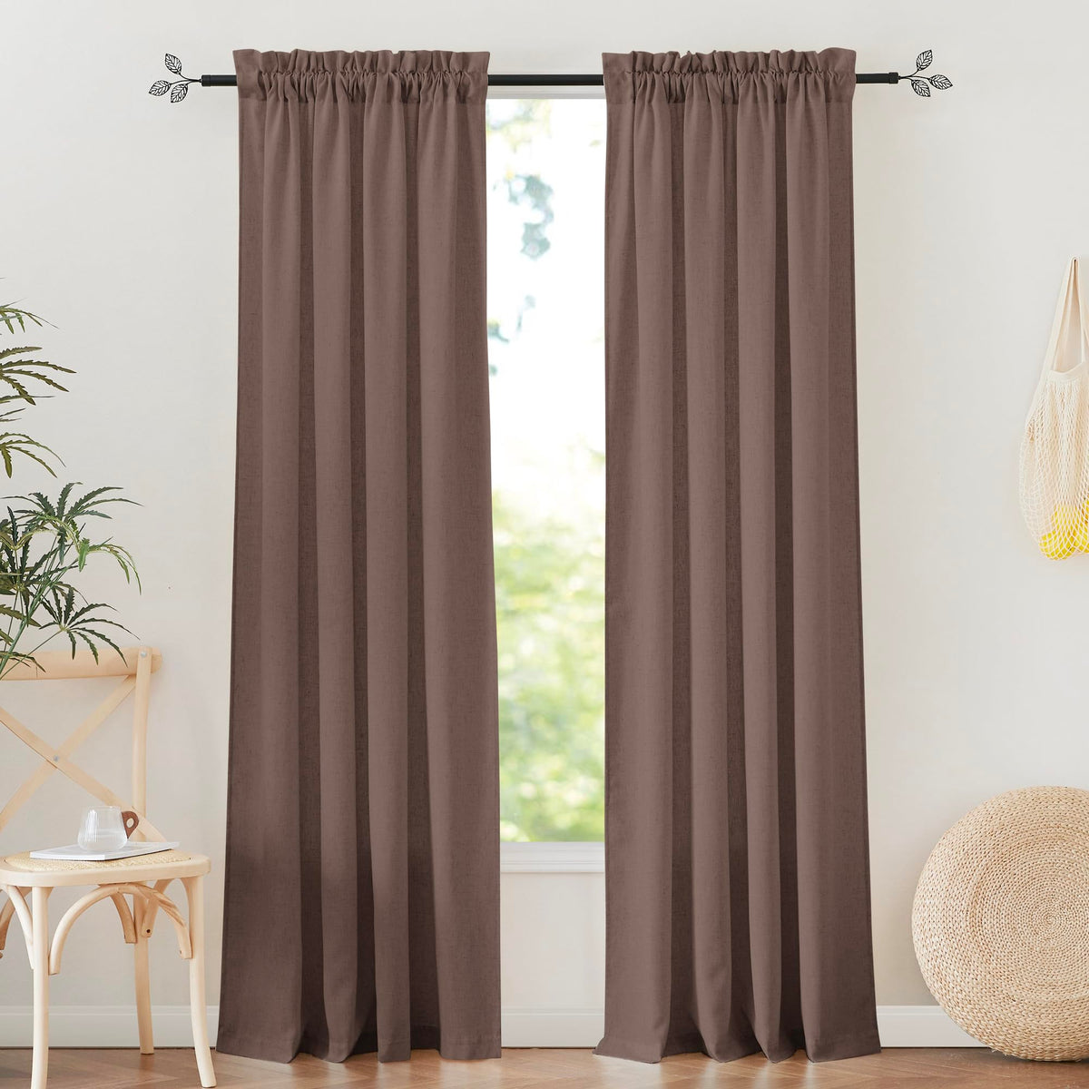 RYB HOME White Semi Sheer Curtains 84 inches Long for Living Room