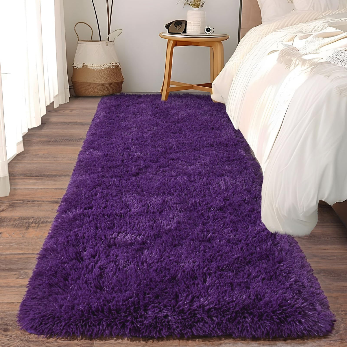 Soft Runner Rugs for Bedroom Hallway 2x6 Beige Fluffy Shag Washable