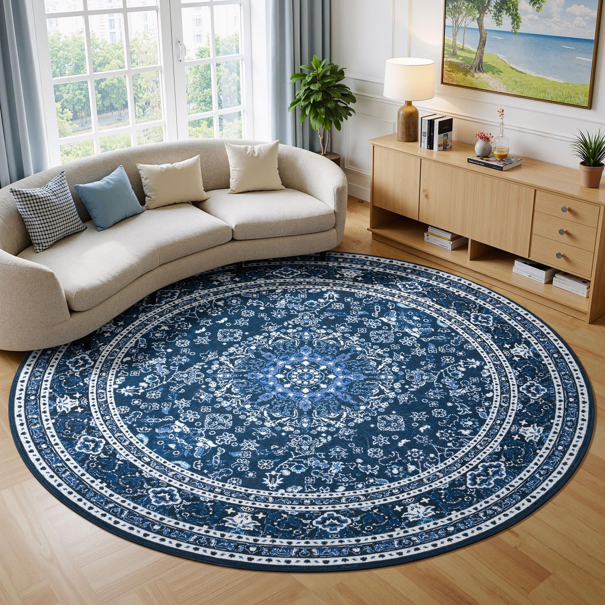 Lessymo 8 x 10 Area Rugs for Living Room, Machine Washable Rug Grey White