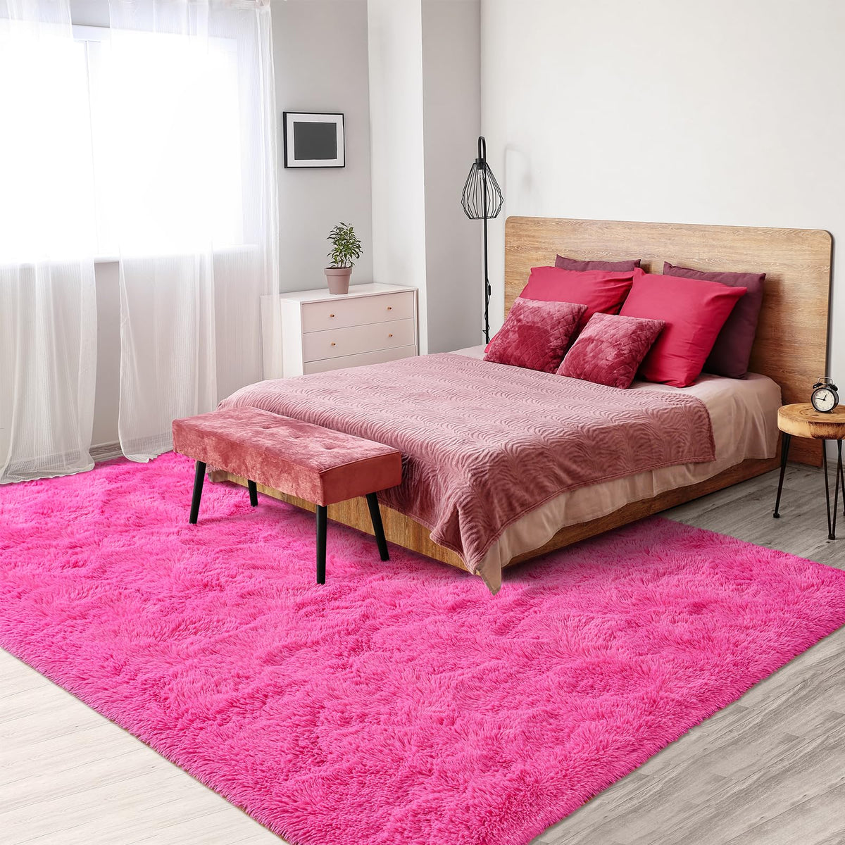 Softlife Rugs for Bedroom 4x5.3 Feet Purple Area Rug for Living Room Super Soft Shaggy Rugs for Dorm Fluffy Fuzzy Carpets Long Plush Bedside Rug Nursery Girls Boys Kids Room Home Christmas Decoration