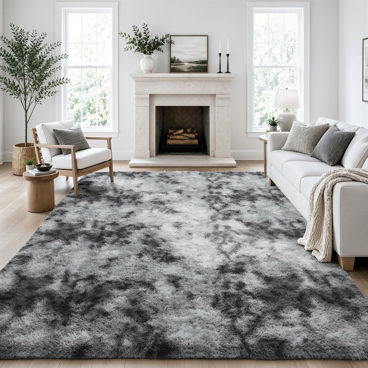 Ophanie 5x7 Area Rugs for Living Room Ivory, Fluffy Shag Large Fuzzy Plush Soft Rug, Shaggy Floor Big Carpets for Bedroom Nursery, Kids Home Decor Aesthetic with Over 99 pcs Pile fibers