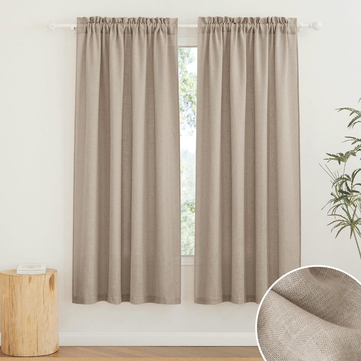 RYB HOME White Semi Sheer Curtains 84 inches Long for Living Room