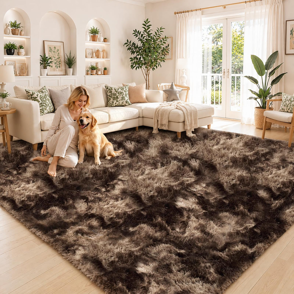 8x10 Area Rugs for Living Room,Light Grey Large Shaggy Soft Plush Furry Rug
