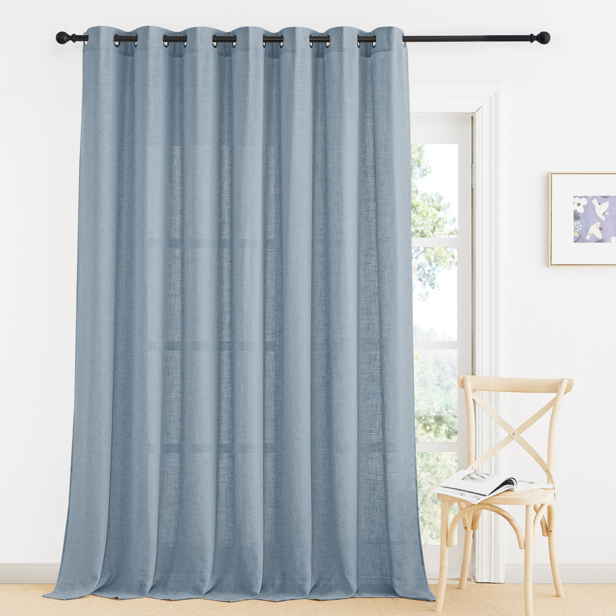 RYB HOME Sliding Patio Door Sheer Curtains, Extra Wide Room Divider Drape