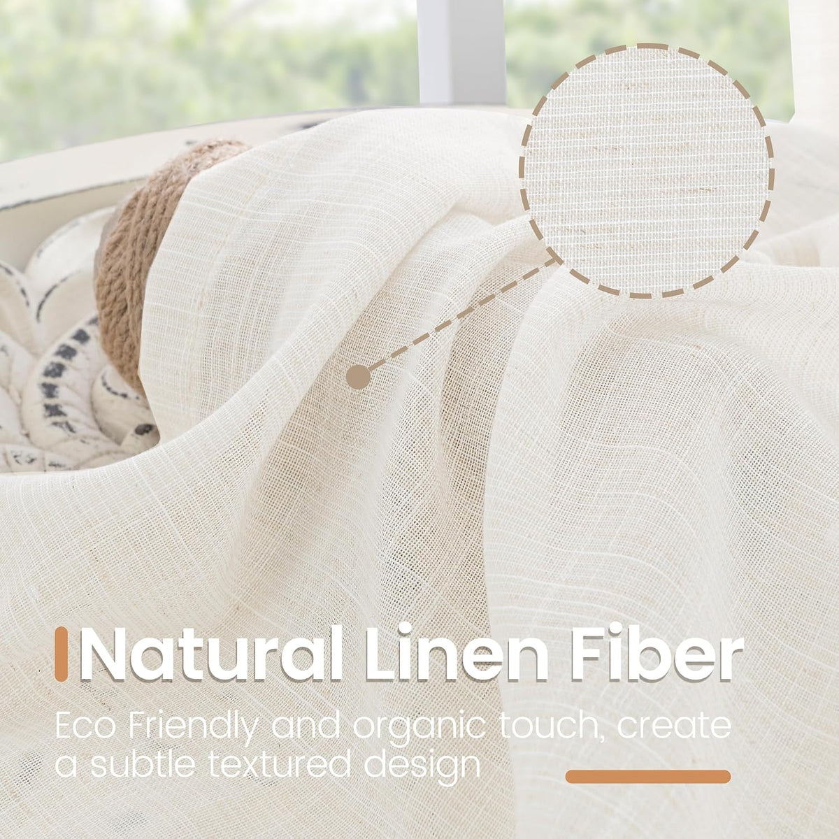 BGment Linen Sheer Curtains 84 Inches Long 2 Panels Set for Living Room