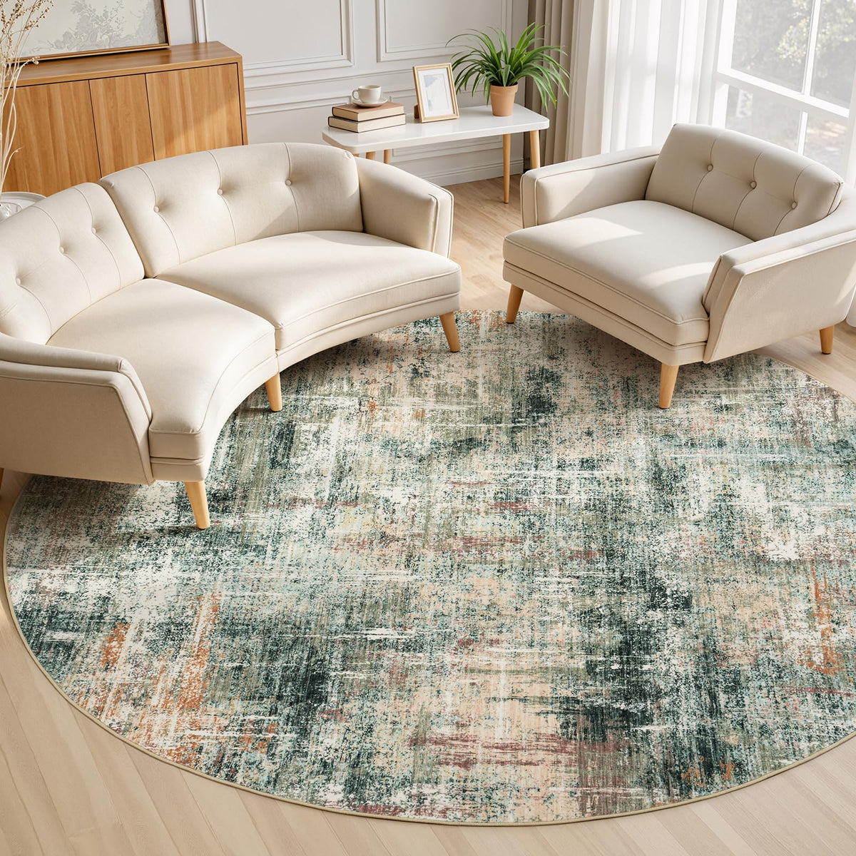 8x10 Area Rug for Living Room, Abstract Washable Non-Slip Large Rugs, Gold