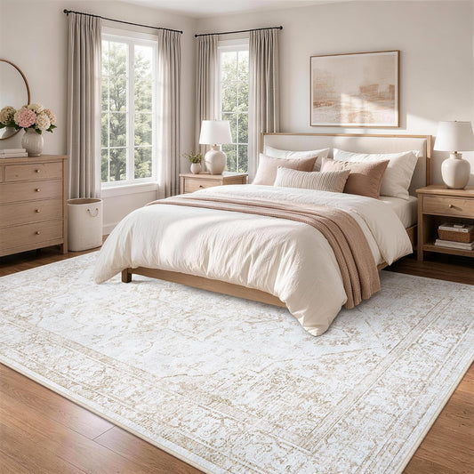 8x10 Area Rugs for Living Room Washable Non-Slip Rug Beige