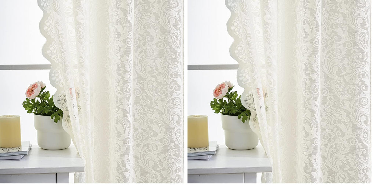 ALIGOGO Black Lace Curtains for Bedroom, Gothic Style, 52W x 63L Inch