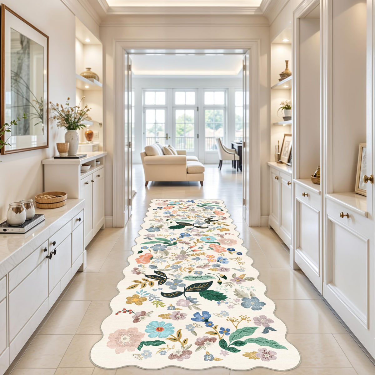 2x6 Hallway Washable Runner Rug : Vintage Soft Kitchen Laundry Runner with Non Slip Backing Farmhouse Entryway Living Room Floor Mat Stain Resistant Carpet for Bedroom Bathroom Distressed Beside Rug