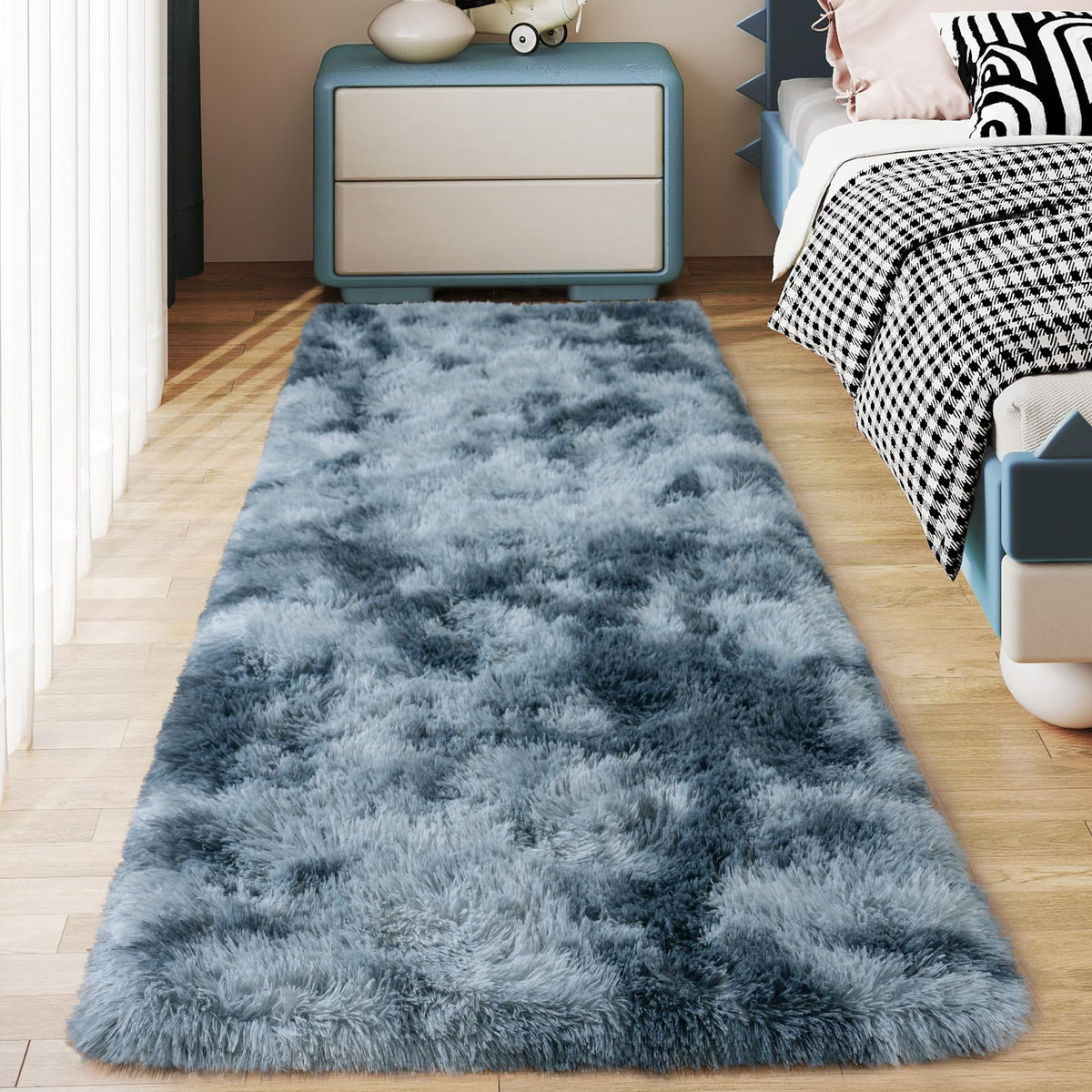 Soft Runner Rugs for Bedroom Hallway 2x6 Beige Fluffy Shag Washable