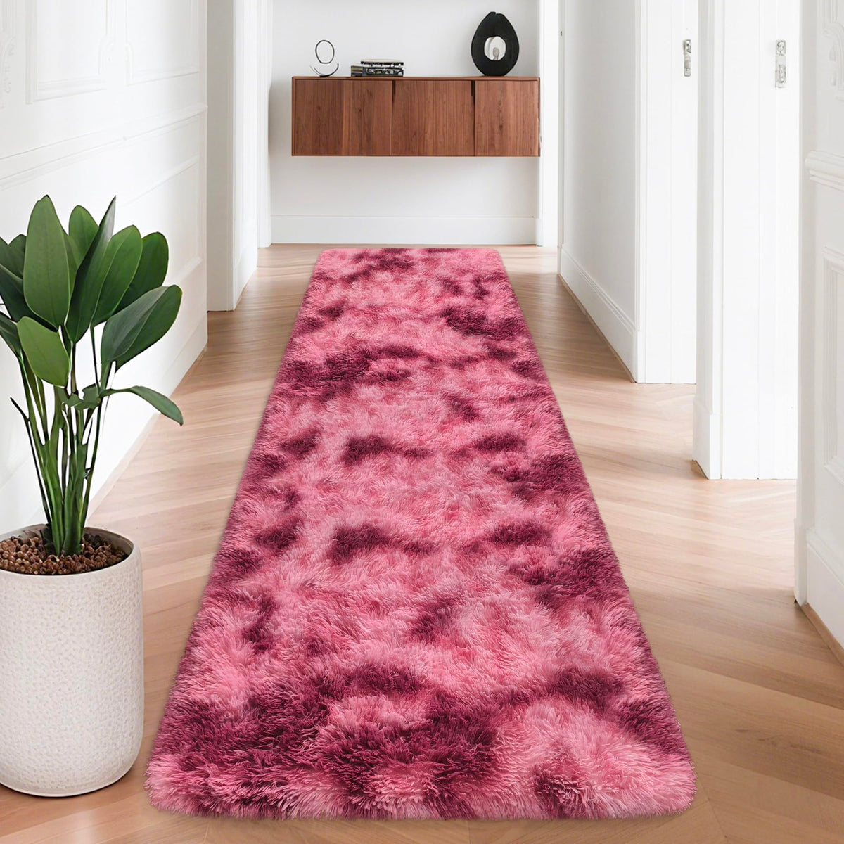 Tie-Dyed Runner Rug for Bedroom Black Grey 2x6ft Fluffy Area Rug Bedside Runner Rug for Kids Room Boys Teens Nursery Baby Living Room Dorm Home Decor Carpets