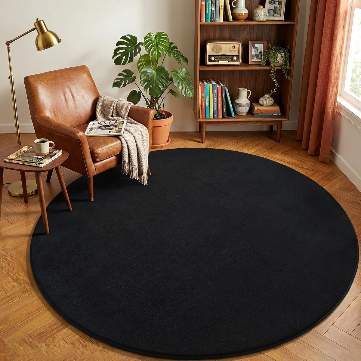 Amearea Modern Area Rugs for Bedroom Living Room, 4x6 Black Memory Foam Rug
