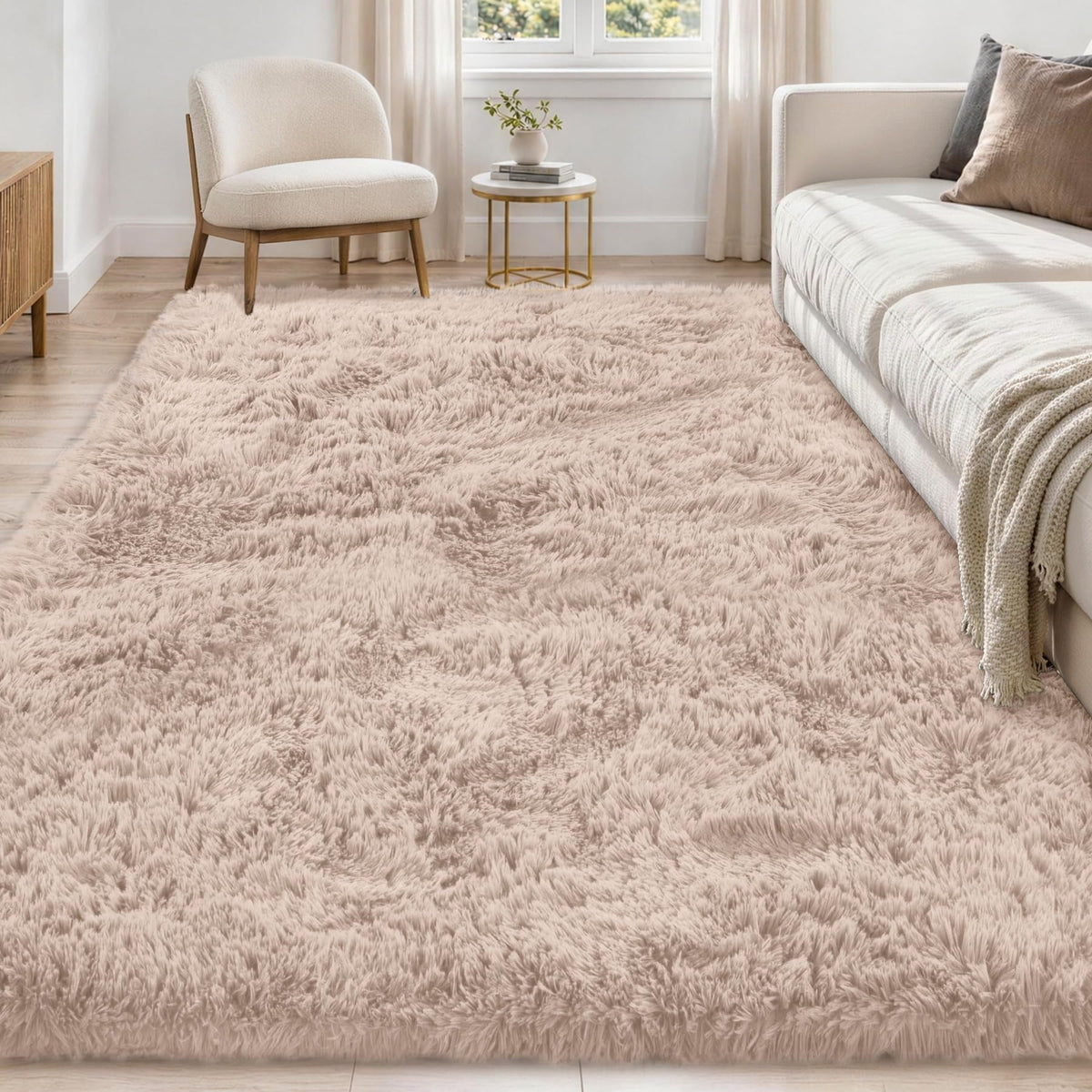 Tosuoka 5x7 Area Rugs for Living Room Bedroom, Black Rug Soft Fluffy Shag