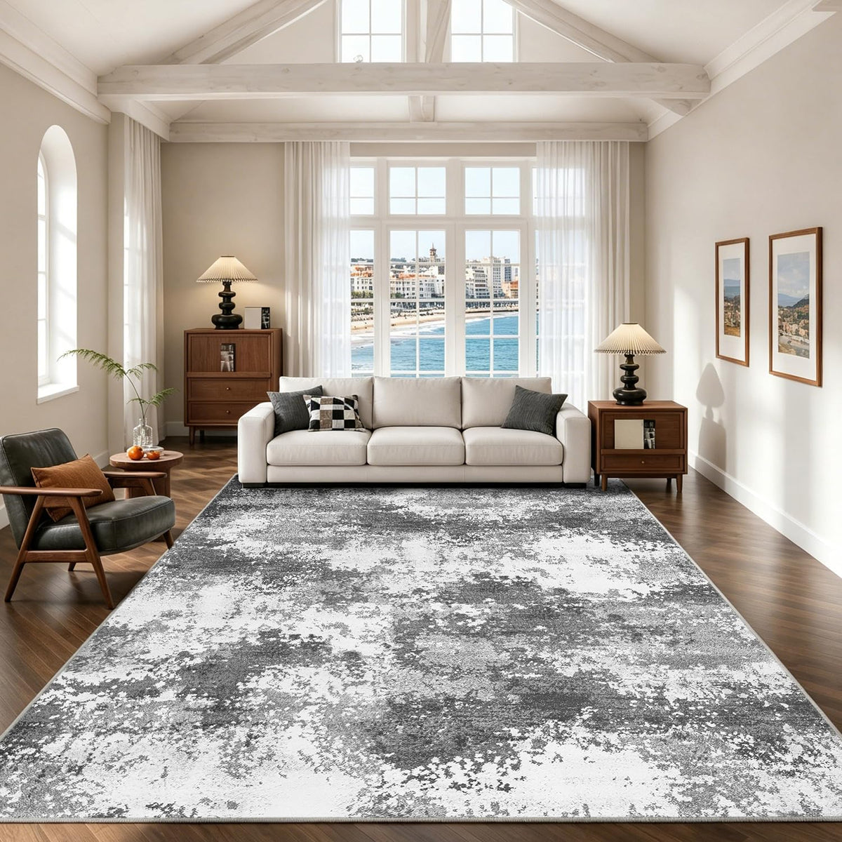 Black Washable Rug 5x7 Area Rugs for Living Room Bedroom Carpet