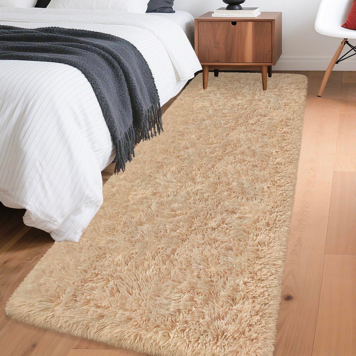 Tie-Dyed Runner Rug for Bedroom Black Grey 2x6ft Fluffy Area Rug Bedside Runner Rug for Kids Room Boys Teens Nursery Baby Living Room Dorm Home Decor Carpets