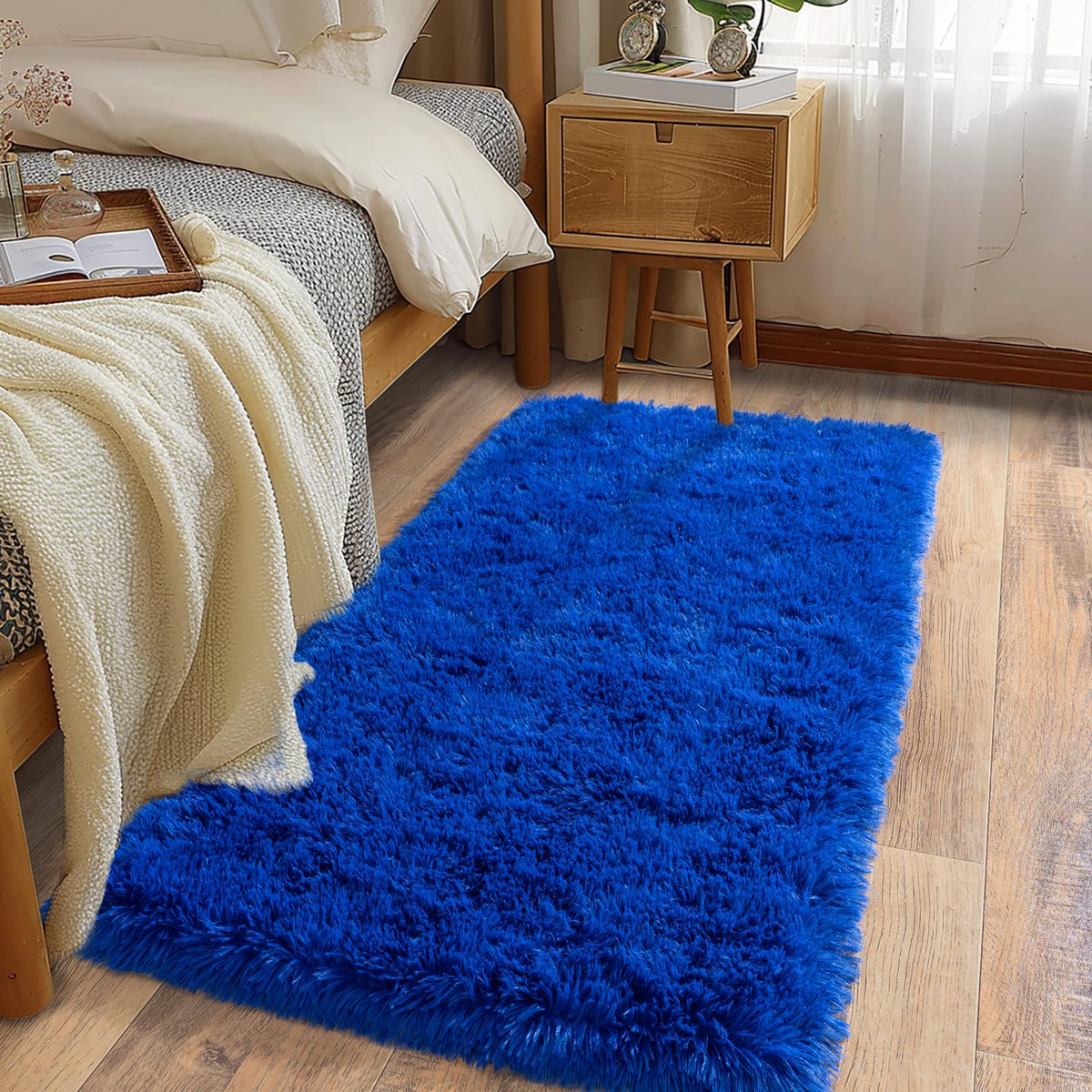 Soft Runner Rugs for Bedroom Hallway 2x6 Beige Fluffy Shag Washable