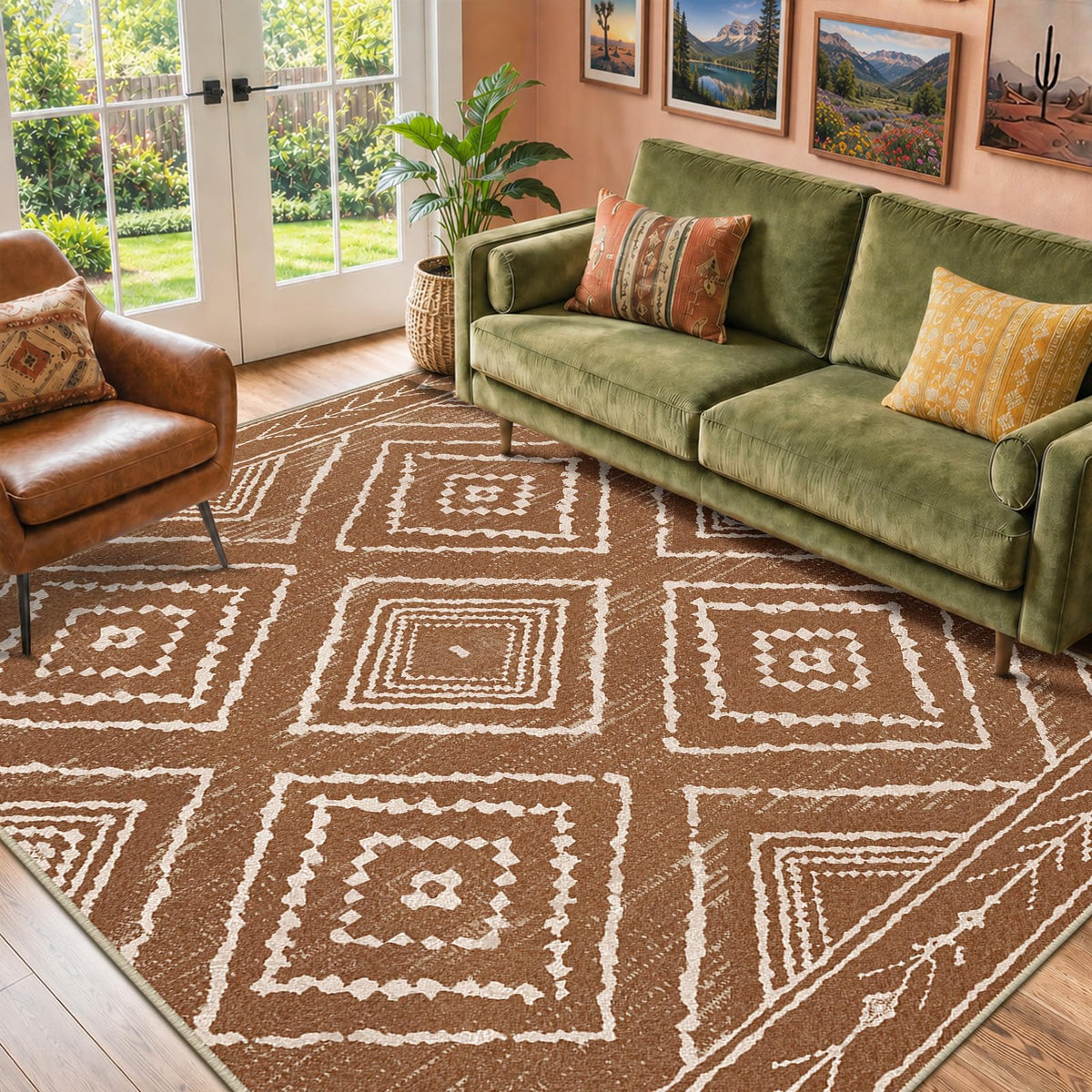 BESTSWEETIE 5'x7' Washable Area Rug for Living Room Bedroom Lightpink