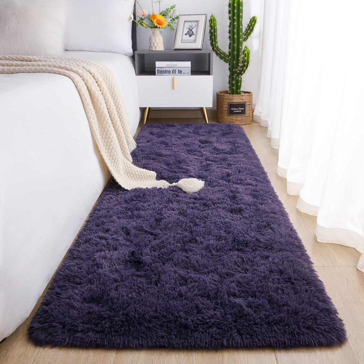 Chicrug Soft Runner Rug for Bedroom Living Room Plush Fluffy Rugs 2x6