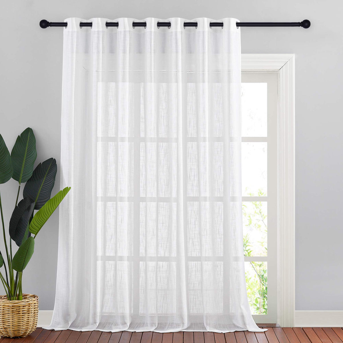 NICETOWN White Sheer Curtains for Windows 84 Inch Length, 52" W, 2 Panels