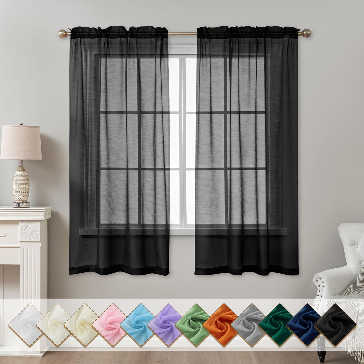 Natural Sheer Curtains 96 Inches Long Rod Pocket