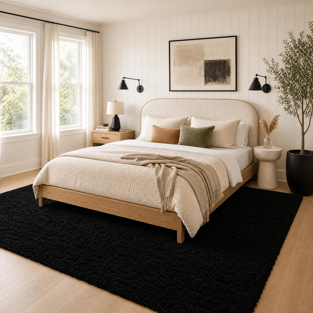 Ophanie 5x7 Area Rugs for Living Room Ivory, Fluffy Shag Large Fuzzy Plush Soft Rug, Shaggy Floor Big Carpets for Bedroom Nursery, Kids Home Decor Aesthetic with Over 99 pcs Pile fibers