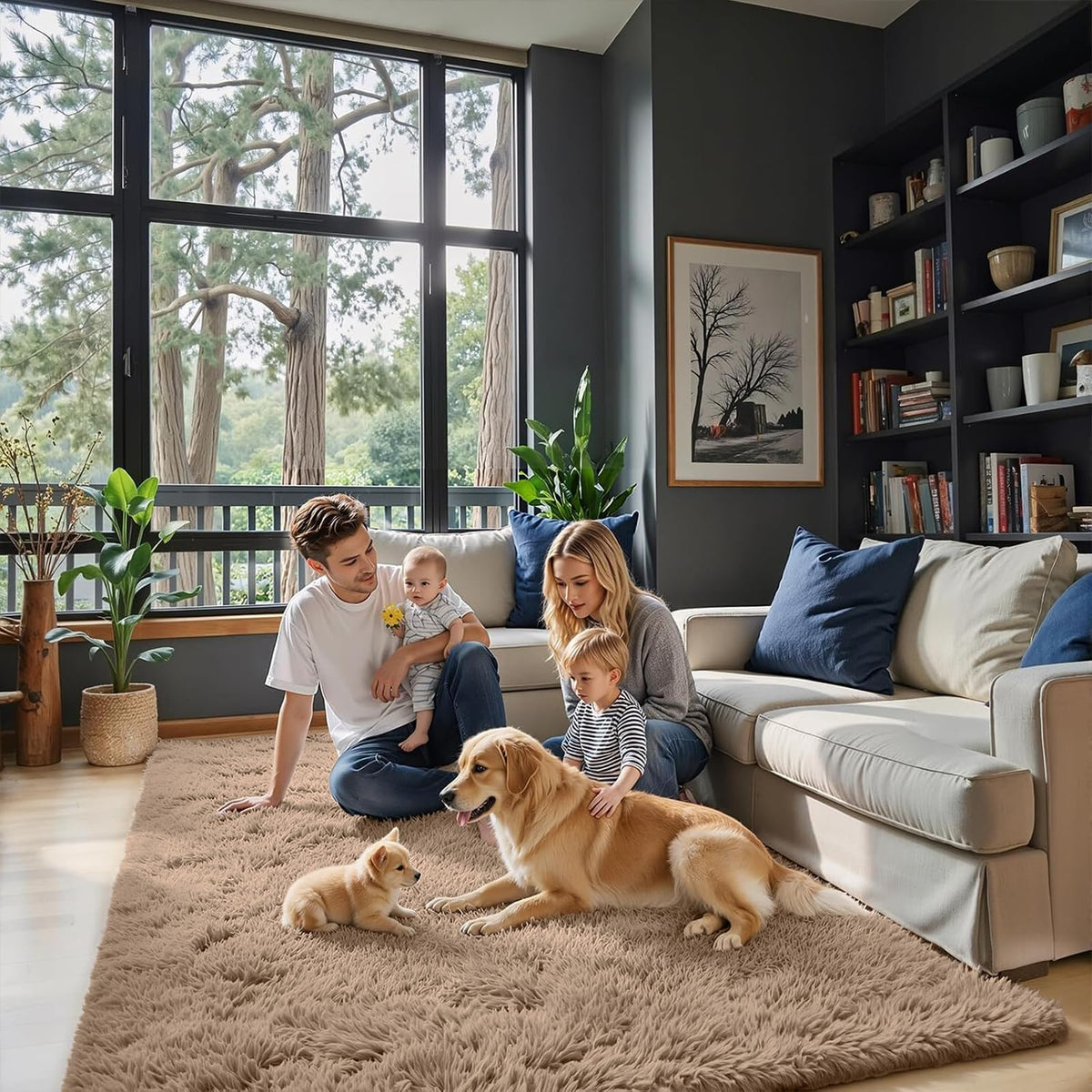 8x10 Area Rugs for Living Room,Light Grey Large Shaggy Soft Plush Furry Rug