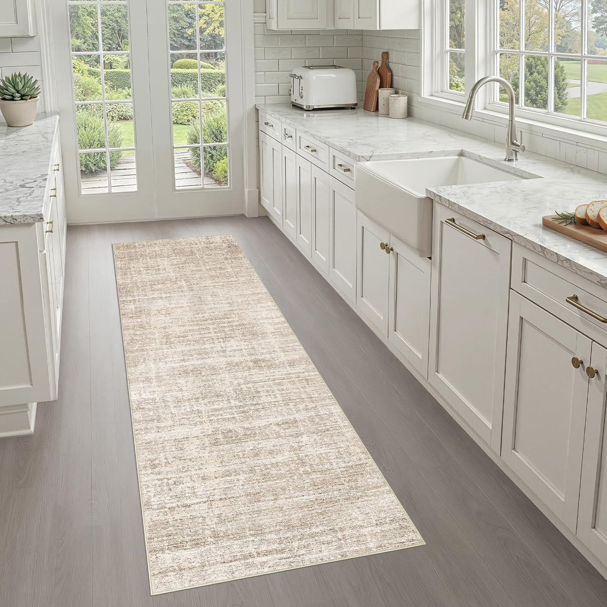 LOONGRUG 8x10 Area Rugs Washable Neutral Modern Rug for Living Room Brown