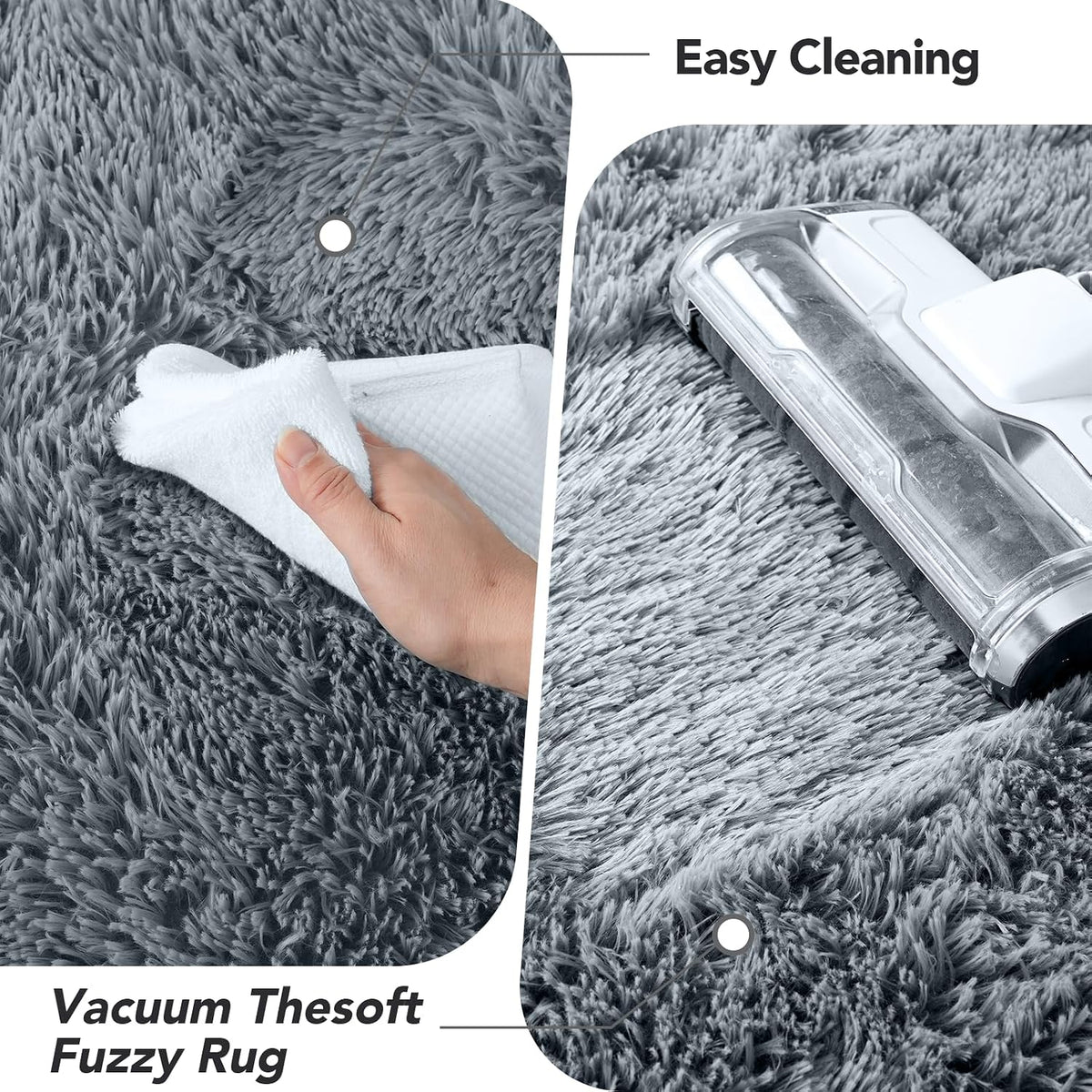 Fluffy Area Rug for Bedroom 5x7 Grey - Soft Shag Dorm Decor Carpet