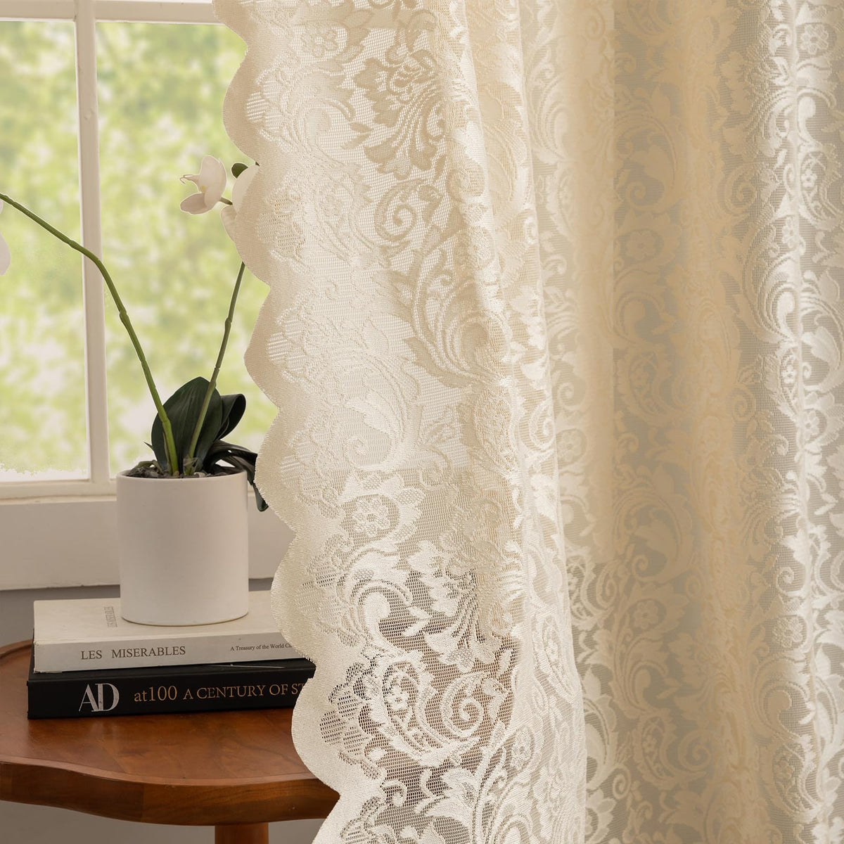 ALIGOGO Black Lace Curtains for Bedroom, Gothic Style, 52W x 63L Inch