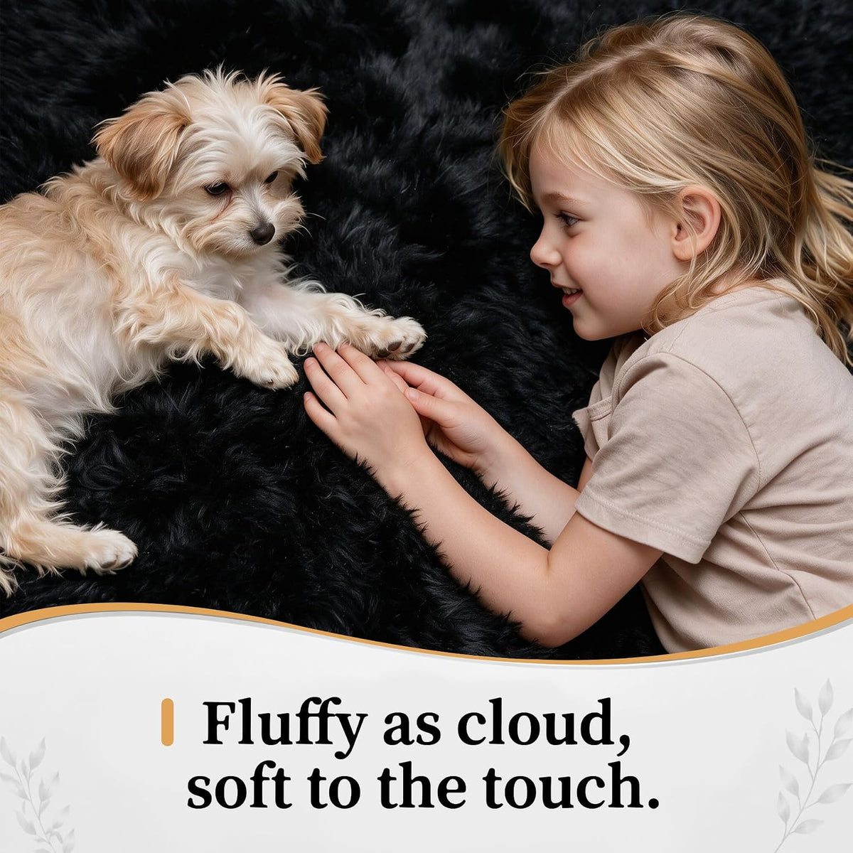 4x6 Area Rugs for Living Room: Soft Black Fluffy Rug Shag Washable Rug Plush Fuzzy Indoor Carpet for Bedroom Nursery Playroom Girls Boys Kids Room (Black, 4'x6')