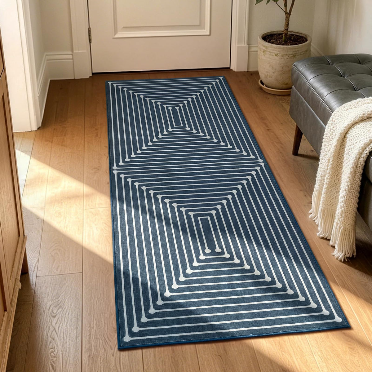 YIHOUSE Washable 5x7 Area Rugs for Living Room, Black and White Striped Rug for Bedroom Playroom Non Slip Low Pile, Soft Modern Geometric Carpet for Entryway Home Office Decor