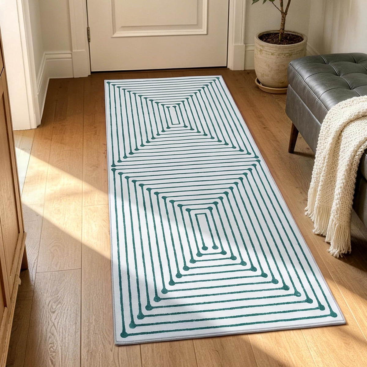 YIHOUSE Washable 5x7 Area Rugs for Living Room, Black and White Striped Rug for Bedroom Playroom Non Slip Low Pile, Soft Modern Geometric Carpet for Entryway Home Office Decor