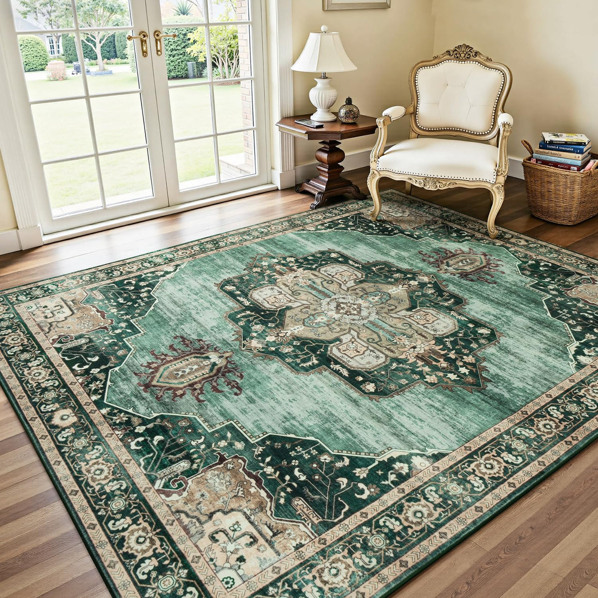Lofus 5x7 Area Rugs for Living Room Bedroom, Soft Boho Carpet Floral Brown