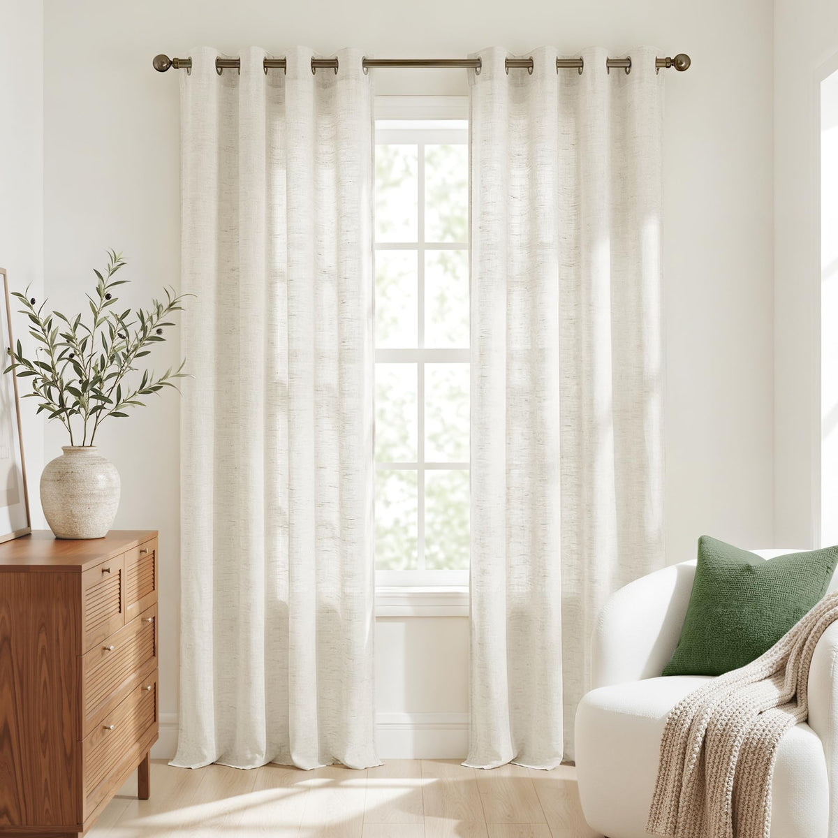 NICETOWN White Sheer Curtains for Windows 84 Inch Length, 52" W, 2 Panels