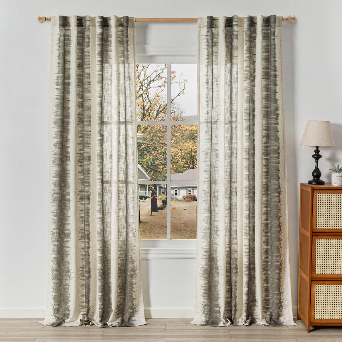 MYSKY HOME Sheer Linen Curtains 84 Inch Length Light Filtering 2 Panels