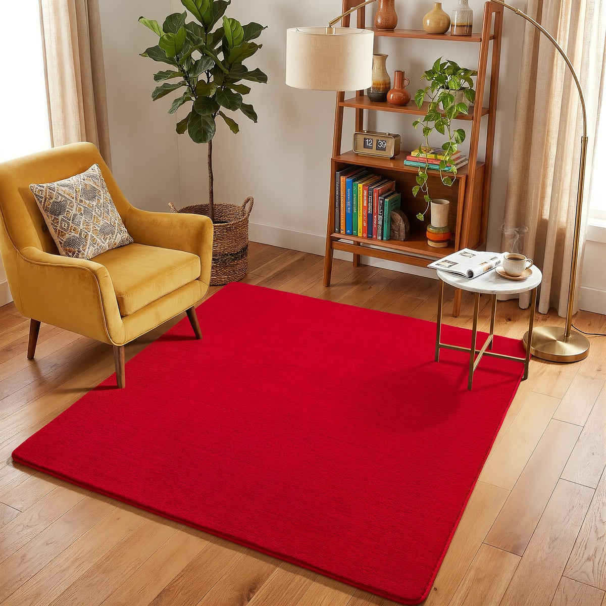 Amearea Modern Area Rugs for Bedroom Living Room, 4x6 Black Memory Foam Rug