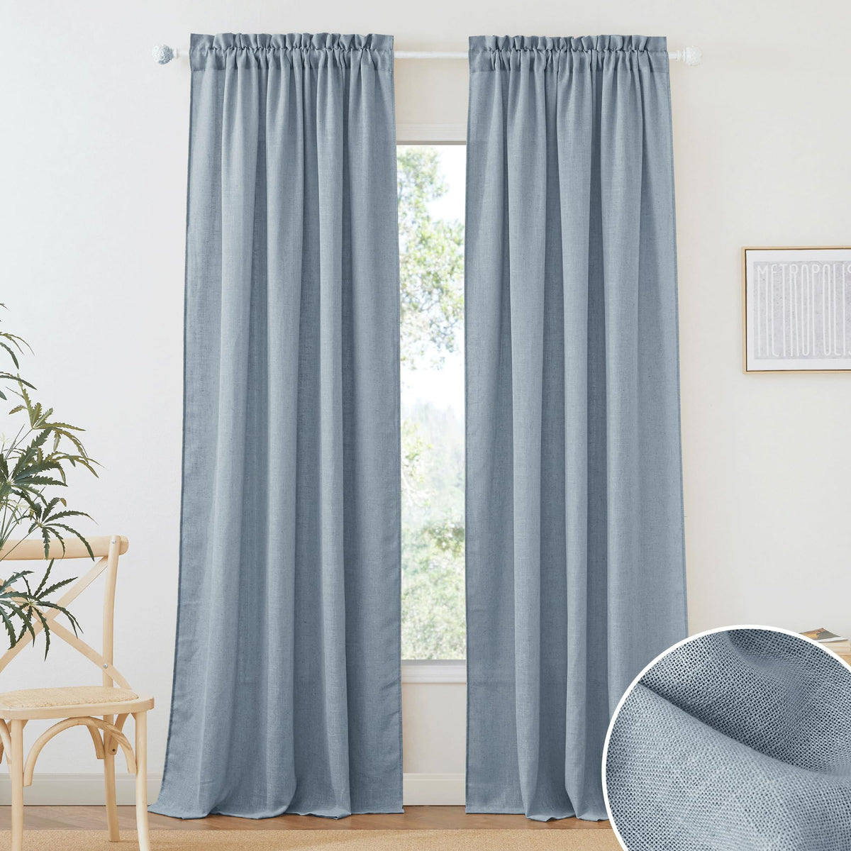 RYB HOME White Semi Sheer Curtains 84 inches Long for Living Room