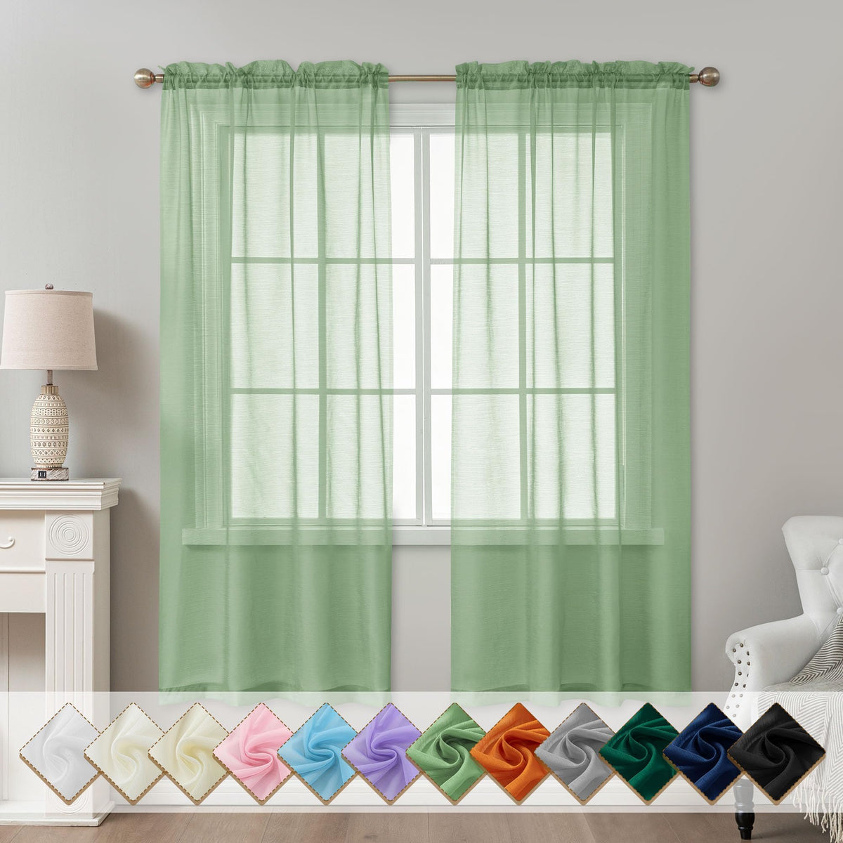 Natural Sheer Curtains 96 Inches Long Rod Pocket
